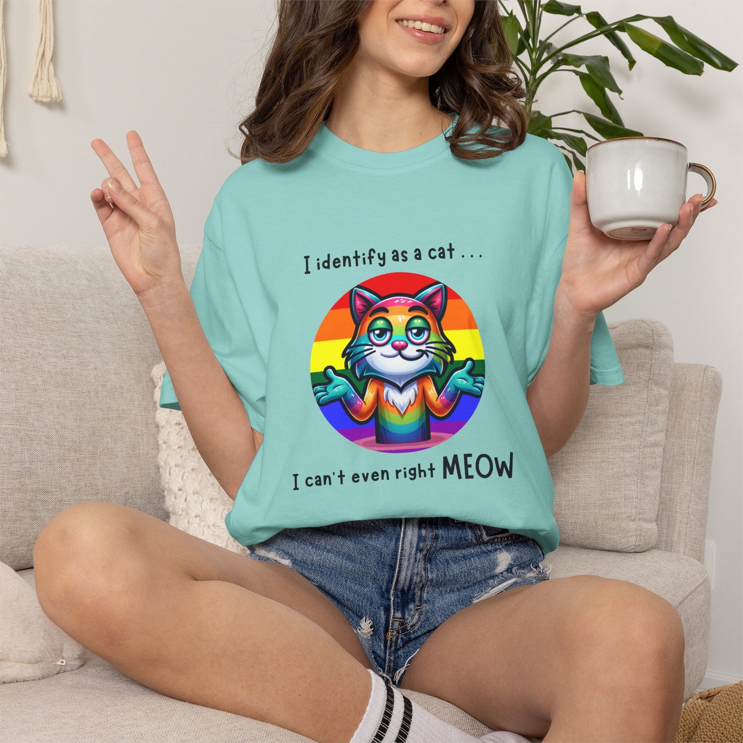 I Identify as a Cat - Pride T-Shirt