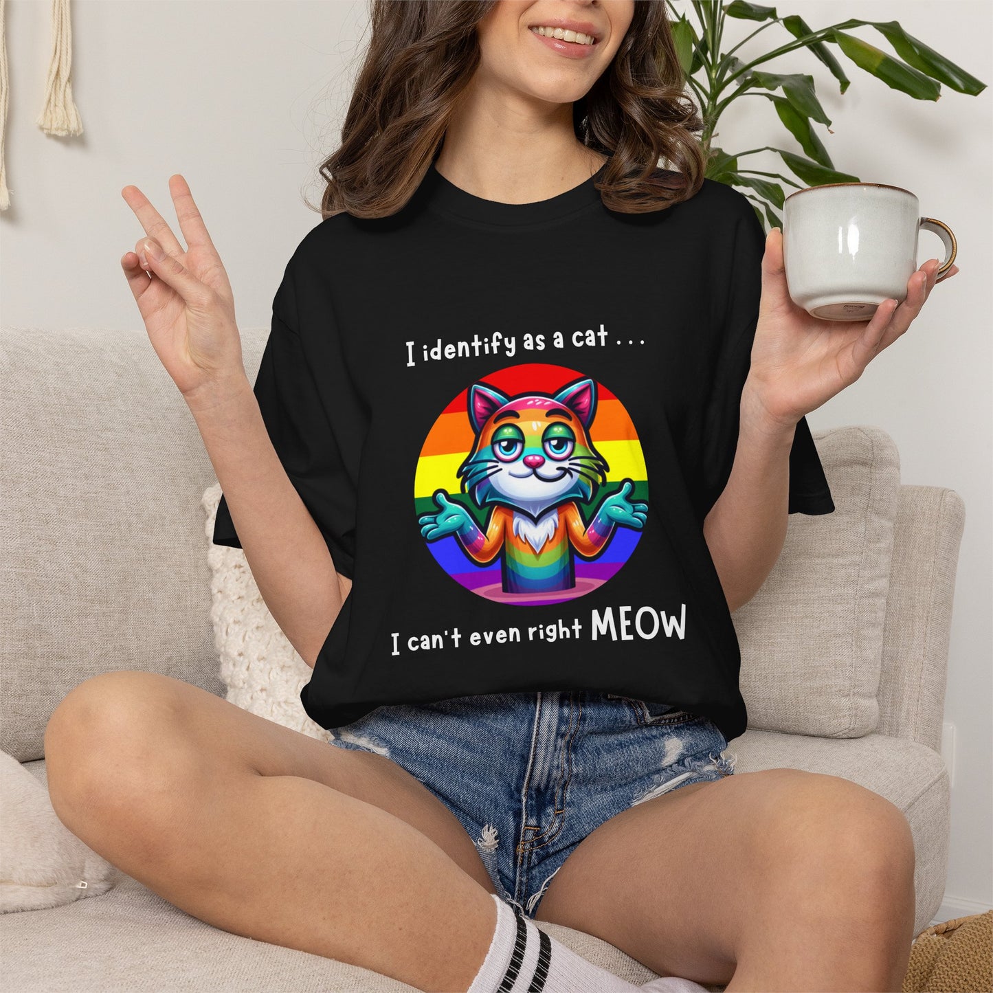 I Identify as a Cat - Pride T-Shirt